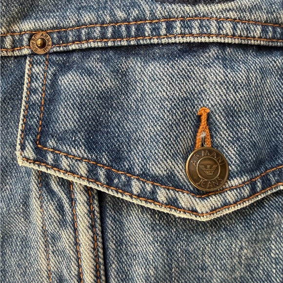 Armani Jeans Men’s Denim Jacket Size L 100% Cotton SIMINT Industria Small Flaw - Picture 10 of 13